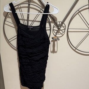 Express Women's Black Ruffle Tank Top